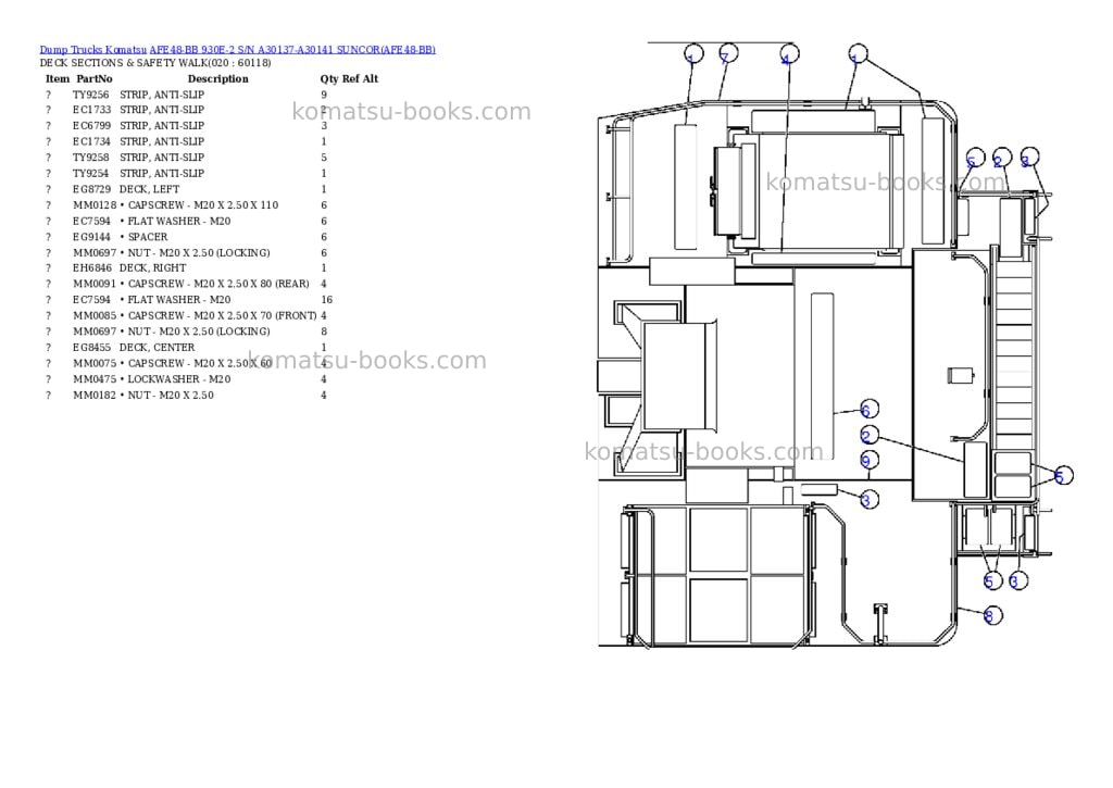 Komatsu afe48-bb 930e-2 s/n a30137-a30141 suncor Parts catalog cover Page 10 Komatsu afe48-bb 930e-2 s/n a30137-a30141 suncor Parts catalog cover Page 10