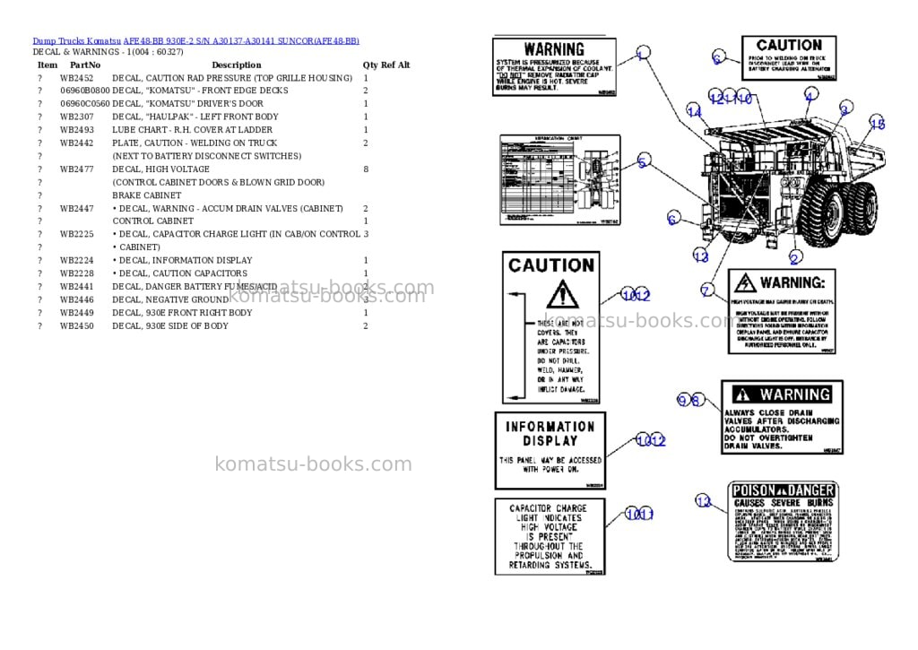 Komatsu afe48-bb 930e-2 s/n a30137-a30141 suncor Parts catalog cover Page 2 Komatsu afe48-bb 930e-2 s/n a30137-a30141 suncor Parts catalog cover Page 2