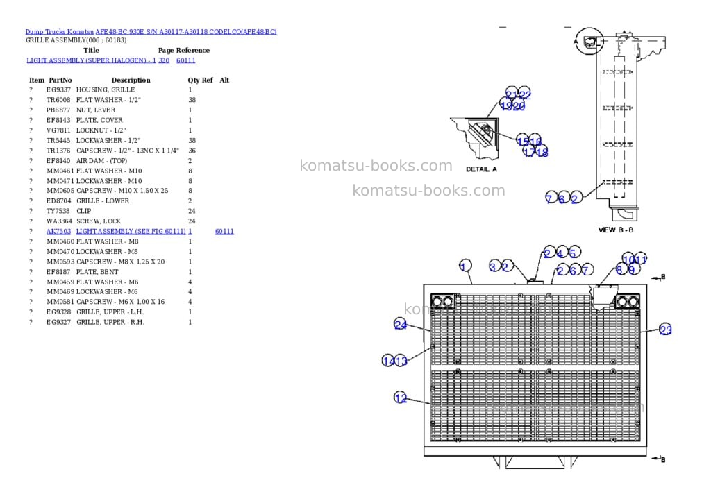 Komatsu afe48-bc 930e s/n a30117-a30118 codelco Parts catalog cover Page 3