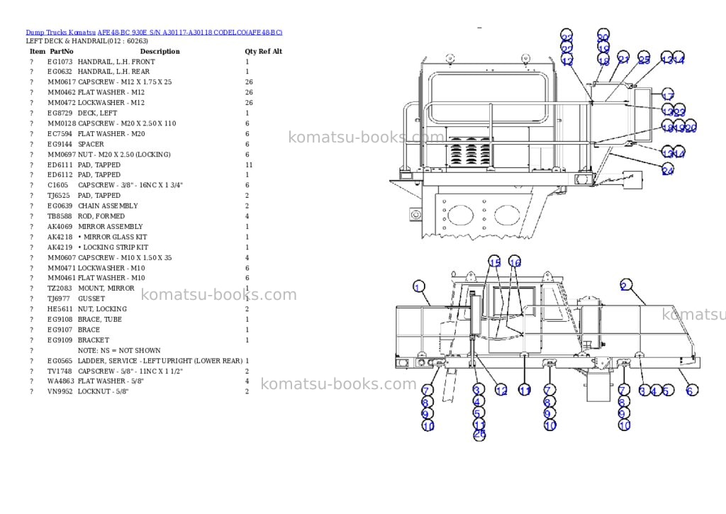 Komatsu afe48-bc 930e s/n a30117-a30118 codelco Parts catalog cover Page 6