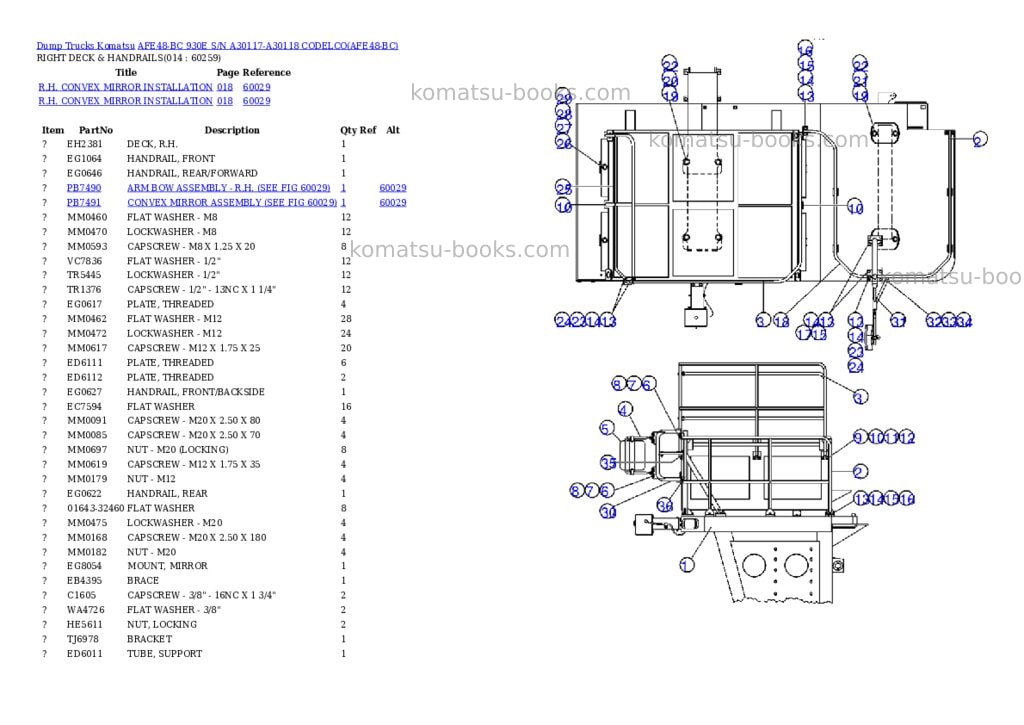 Komatsu afe48-bc 930e s/n a30117-a30118 codelco Parts catalog cover Page 7