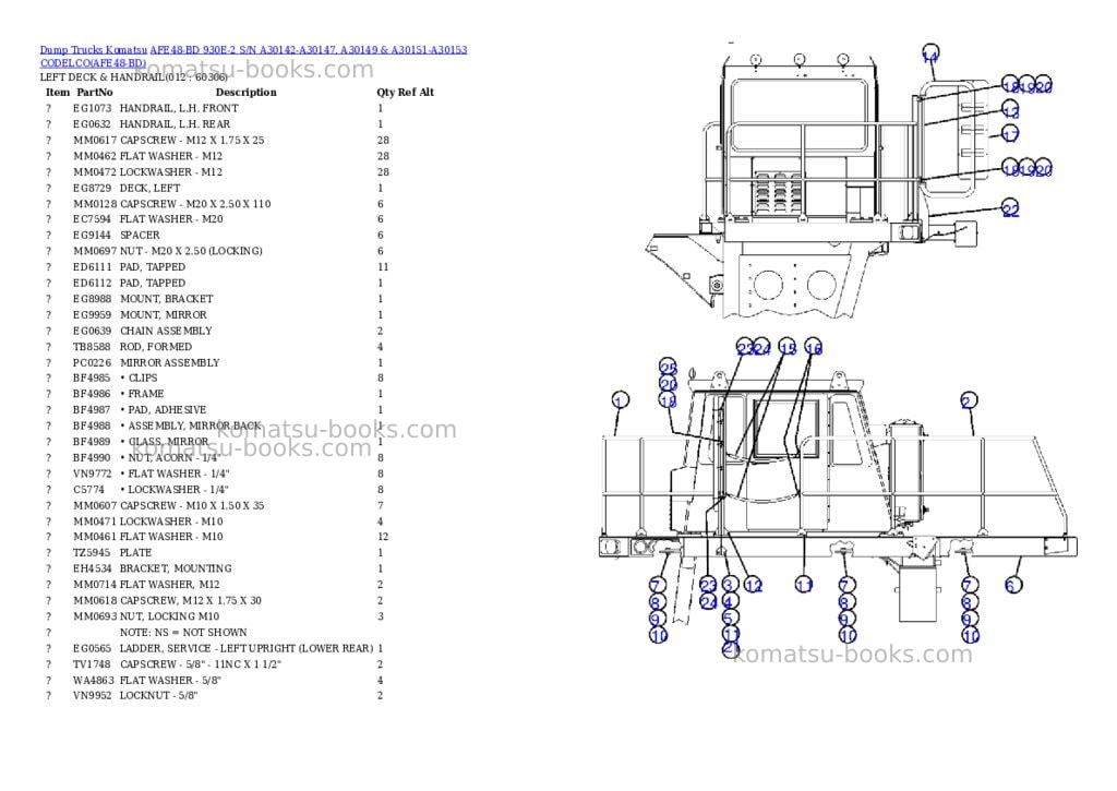 Komatsu afe48-bd 930e-2 s/n a30142-a30147, a30149 & a30151-a30153 codelco Parts catalog cover Page 6 Komatsu afe48-bd 930e-2 s/n a30142-a30147, a30149 & a30151-a30153 codelco Parts catalog cover Page 6
