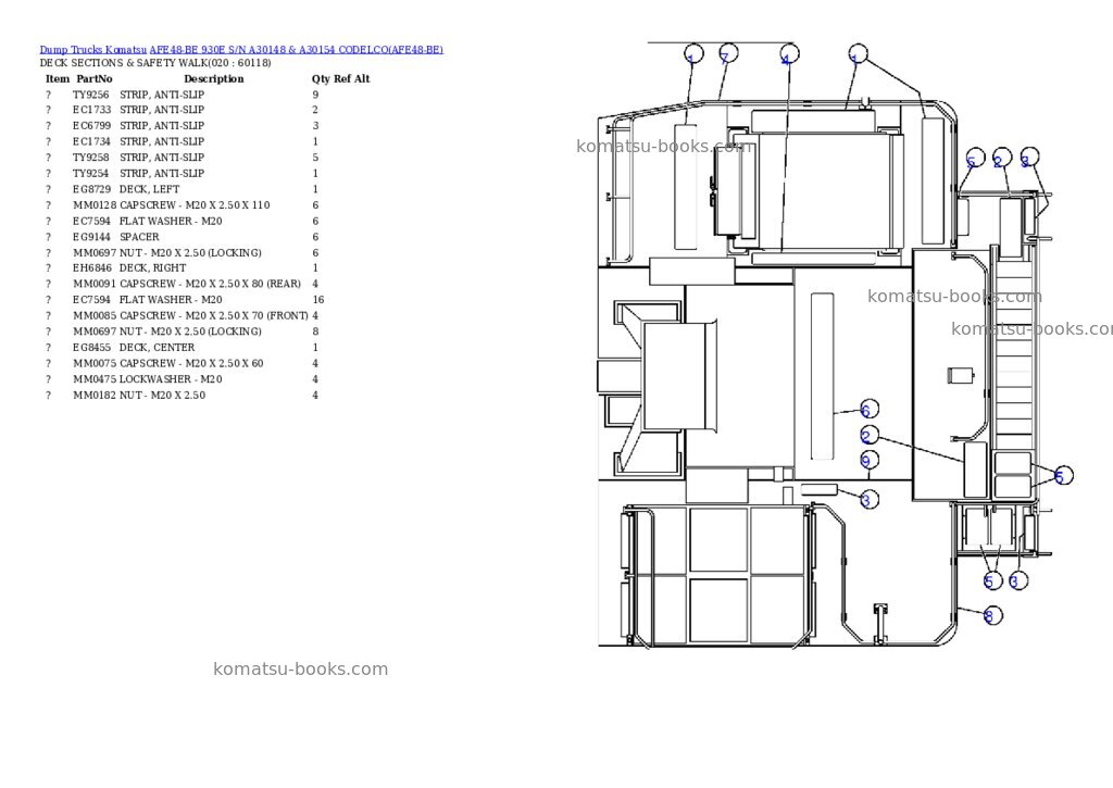 Komatsu afe48-be  930e Parts catalog cover Page 20