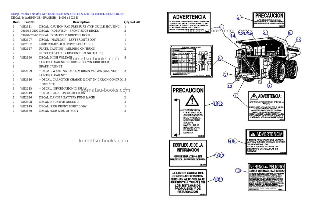 Komatsu afe48-be  930e Parts catalog cover Page 12