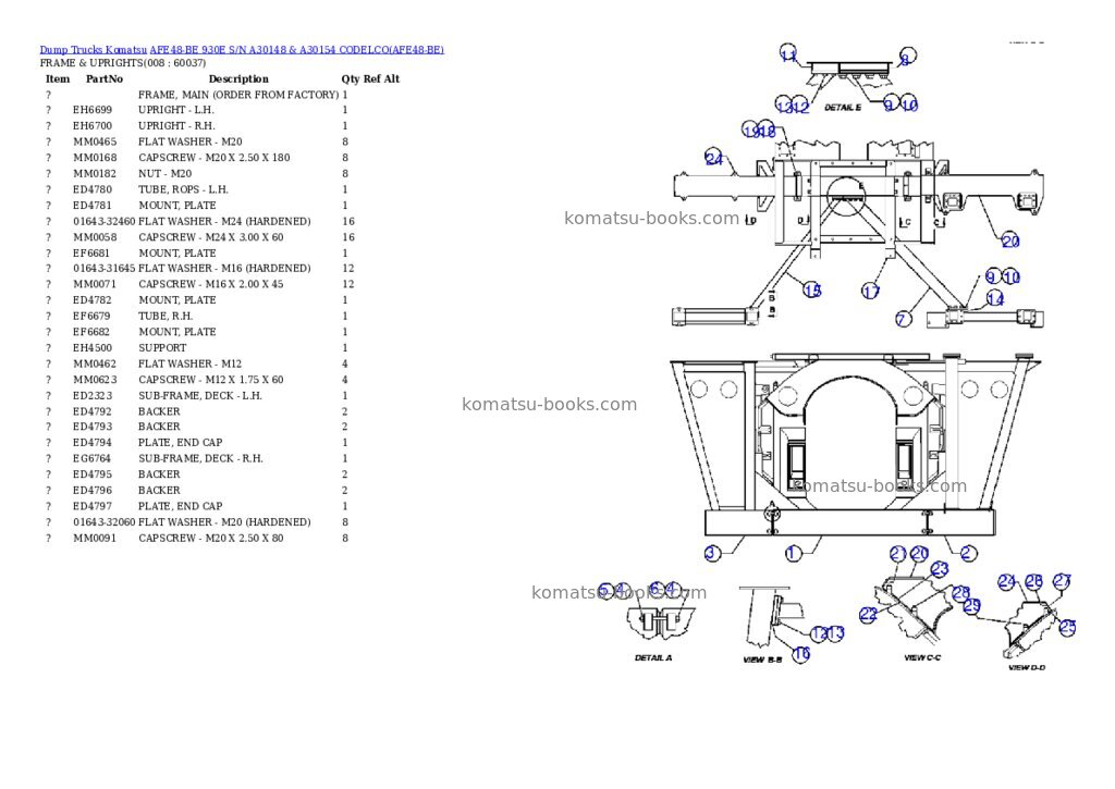 Komatsu afe48-be  930e Parts catalog cover Page 14