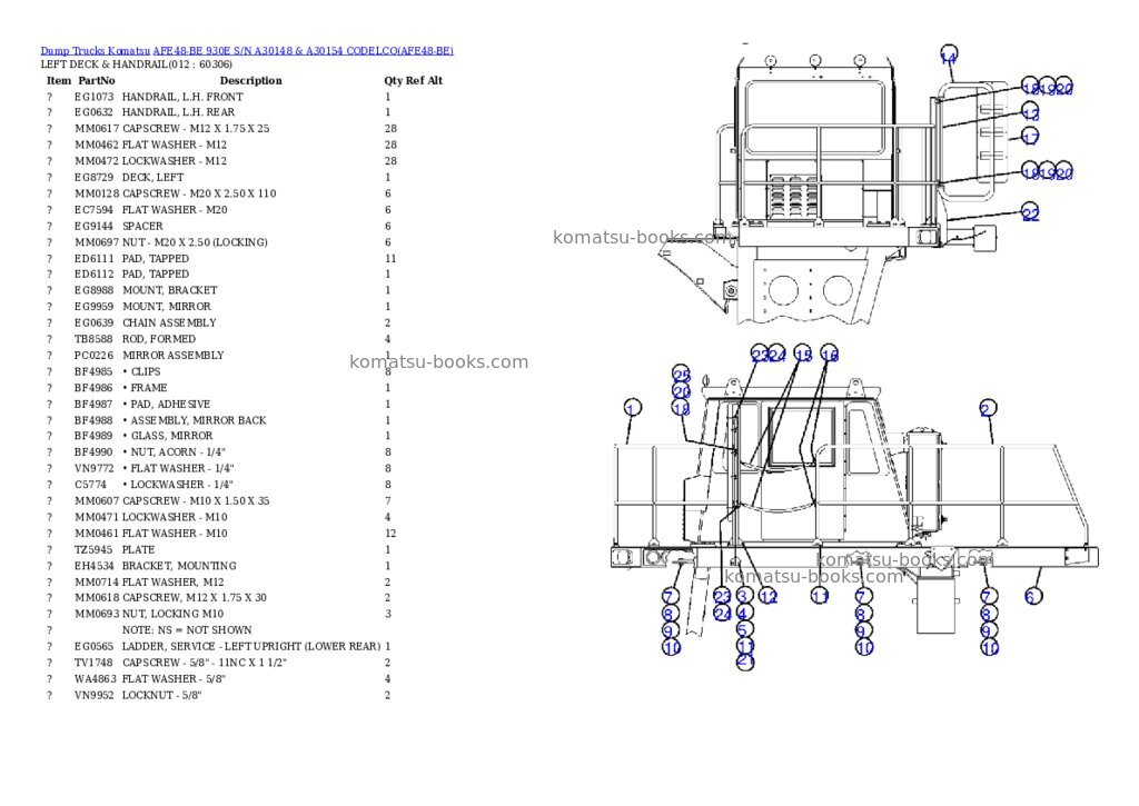 Komatsu afe48-be  930e Parts catalog cover Page 16