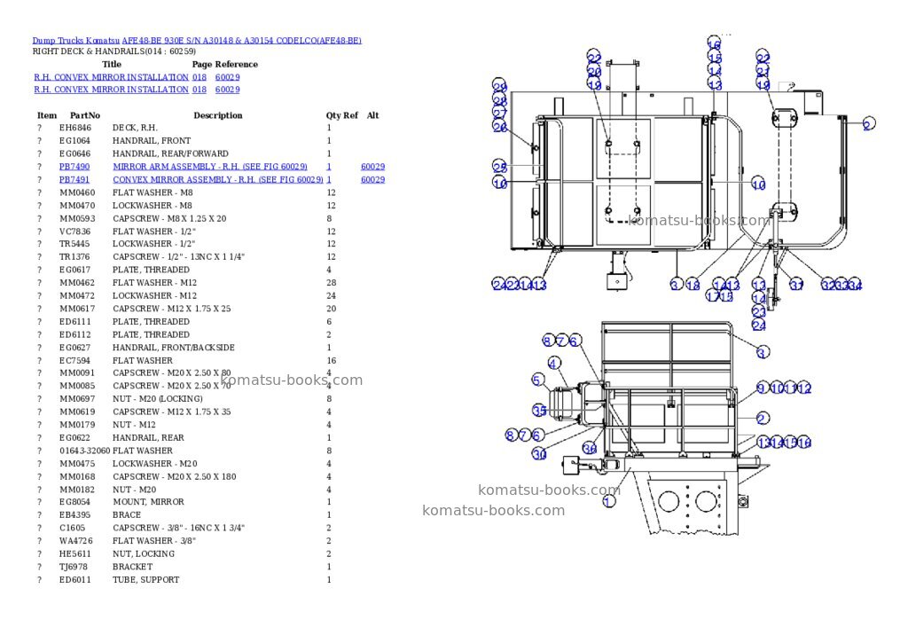 Komatsu afe48-be  930e Parts catalog cover Page 17
