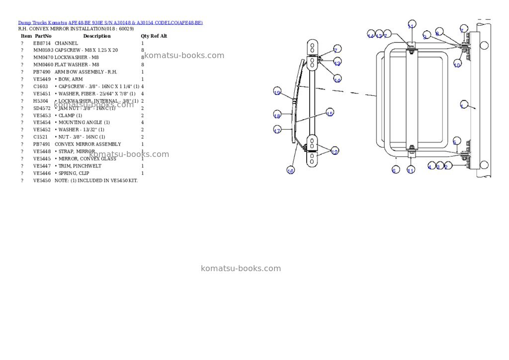 Komatsu afe48-be  930e Parts catalog cover Page 19