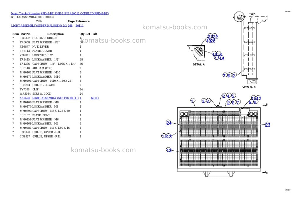 Komatsu AFE48-BF 930E-2 S/N A30012 CODELCO Parts catalog cover Page 3