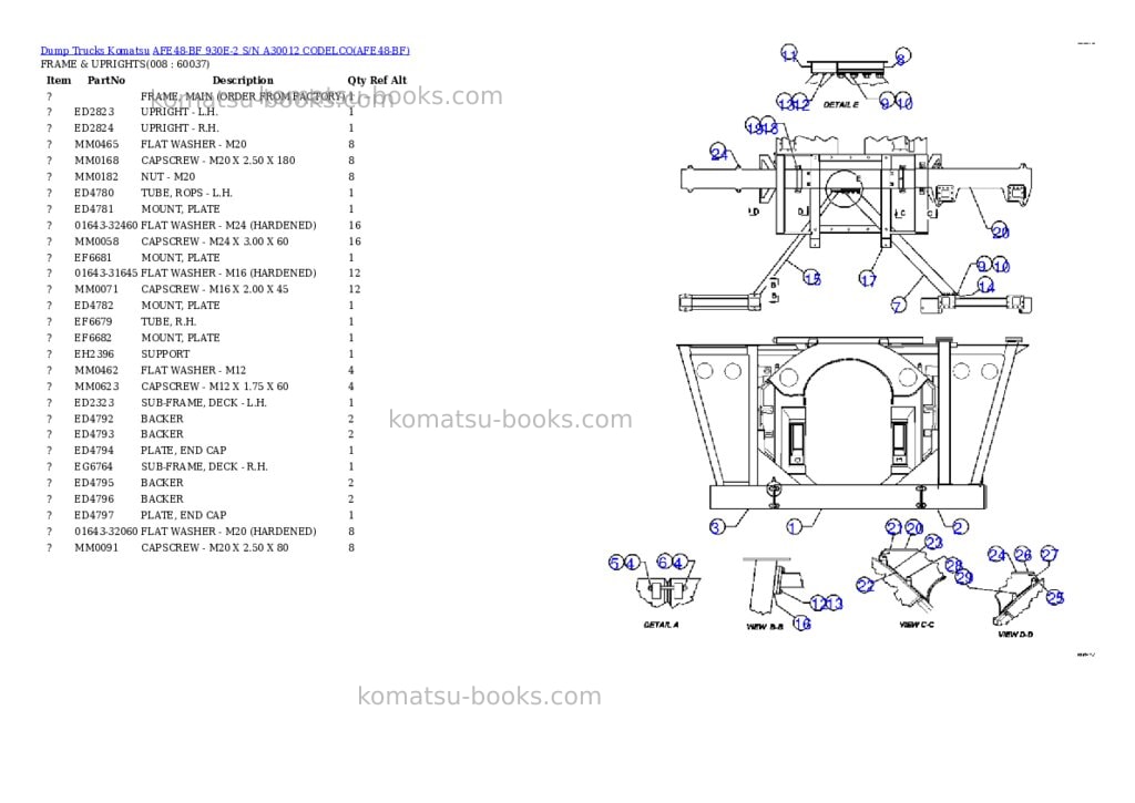 Komatsu AFE48-BF 930E-2 S/N A30012 CODELCO Parts catalog cover Page 4