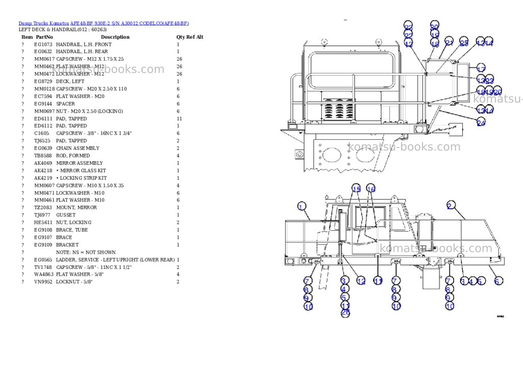 Komatsu AFE48-BF 930E-2 S/N A30012 CODELCO Parts catalog cover Page 6