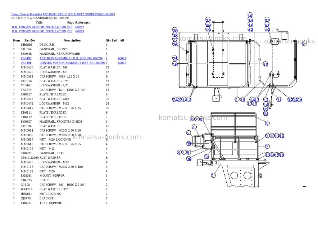 Komatsu AFE48-BF 930E-2 S/N A30012 CODELCO Parts catalog cover Page 7