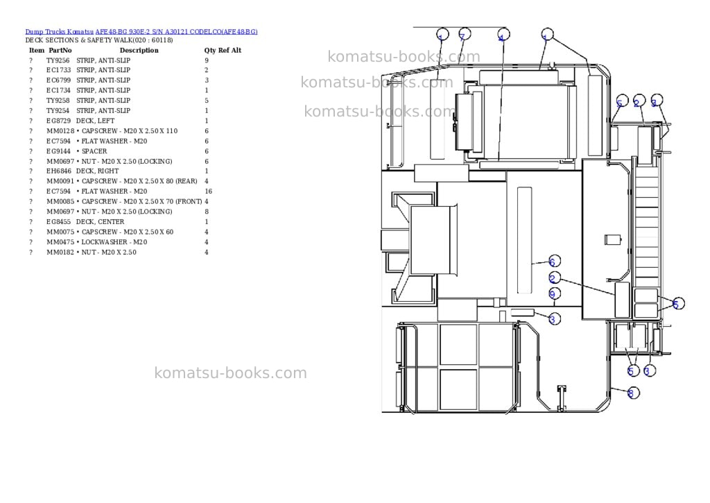 Komatsu afe48-bg 930e-2 s/n a30121 codelco Parts catalog cover Page 10