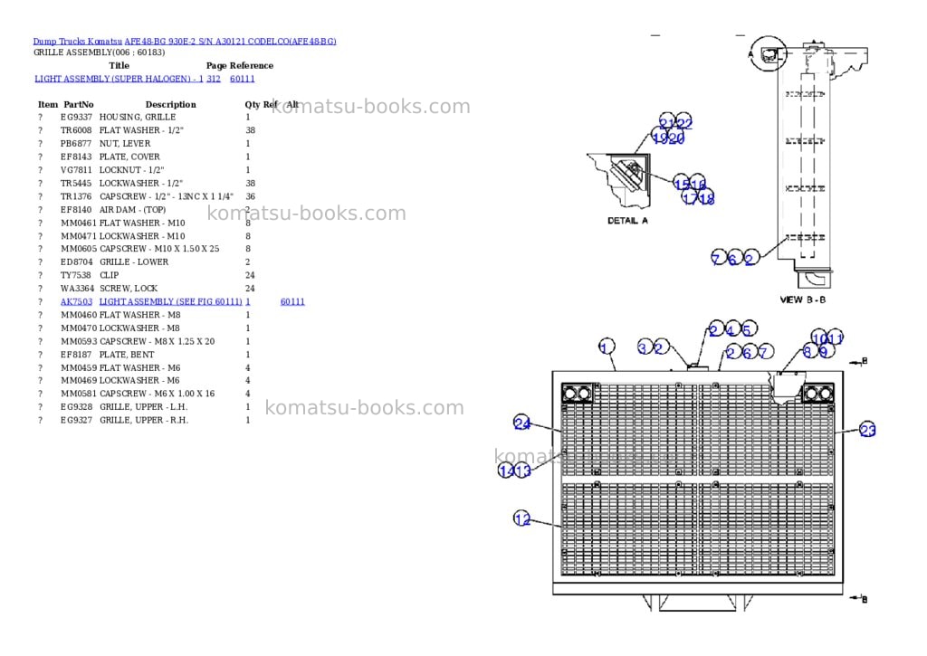 Komatsu afe48-bg 930e-2 s/n a30121 codelco Parts catalog cover Page 3