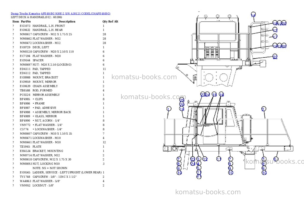 Komatsu afe48-bg 930e-2 s/n a30121 codelco Parts catalog cover Page 6