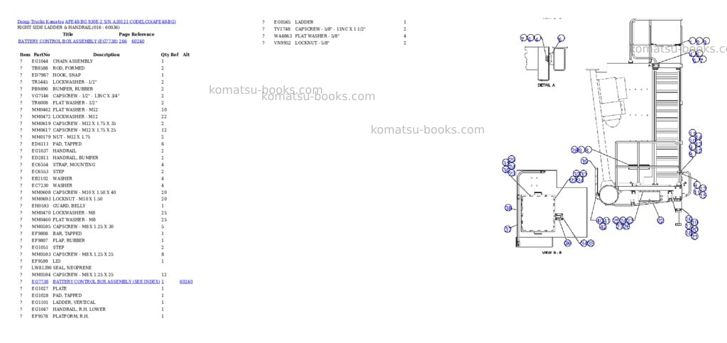 Komatsu afe48-bg 930e-2 s/n a30121 codelco Parts catalog cover Page 8