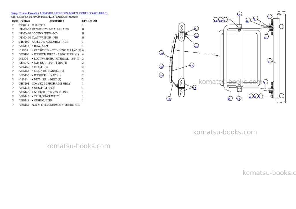 Komatsu afe48-bg 930e-2 s/n a30121 codelco Parts catalog cover Page 9