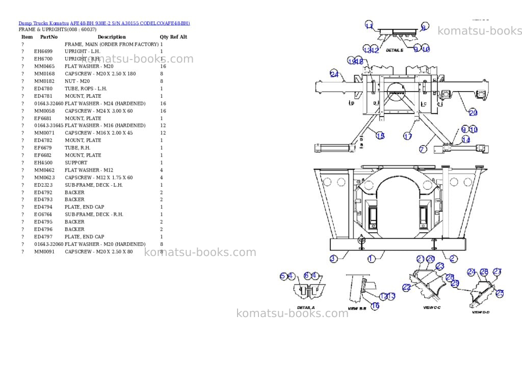 Komatsu afe48-bh 930e-2 s/n a30155 codelco Parts catalog cover Page 4
