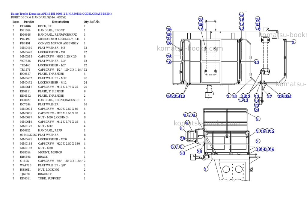 Komatsu afe48-bh 930e-2 s/n a30155 codelco Parts catalog cover Page 7