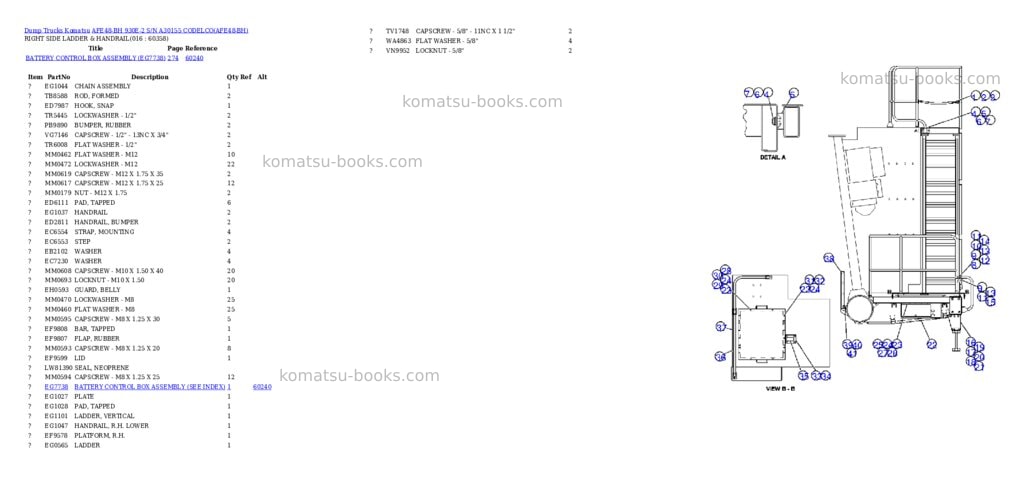 Komatsu afe48-bh 930e-2 s/n a30155 codelco Parts catalog cover Page 8