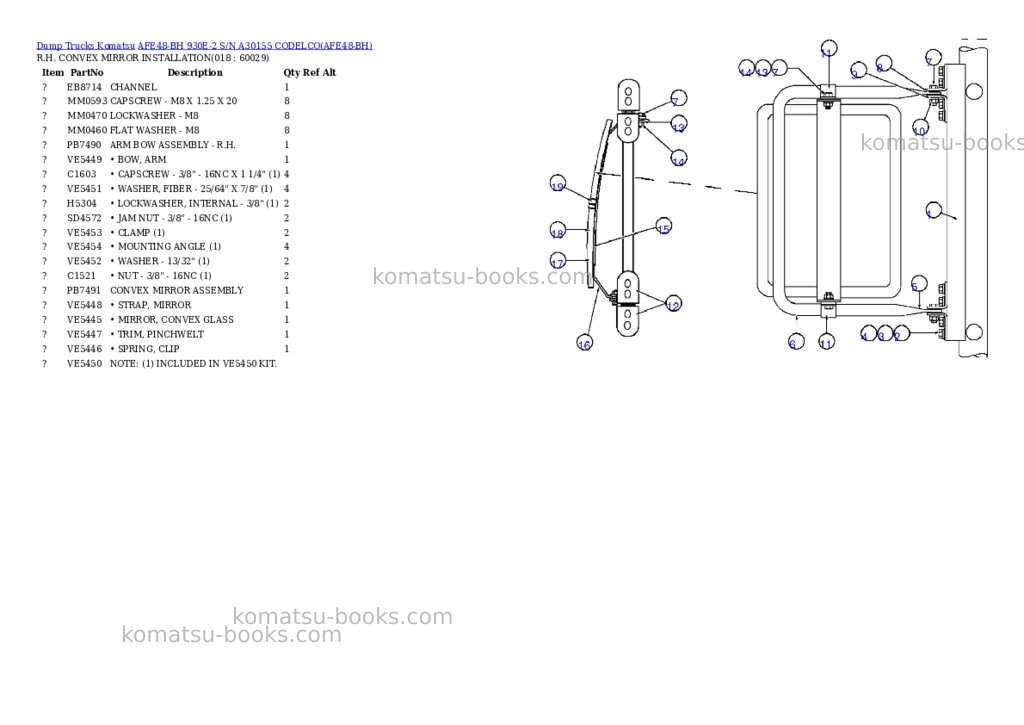 Komatsu afe48-bh 930e-2 s/n a30155 codelco Parts catalog cover Page 9