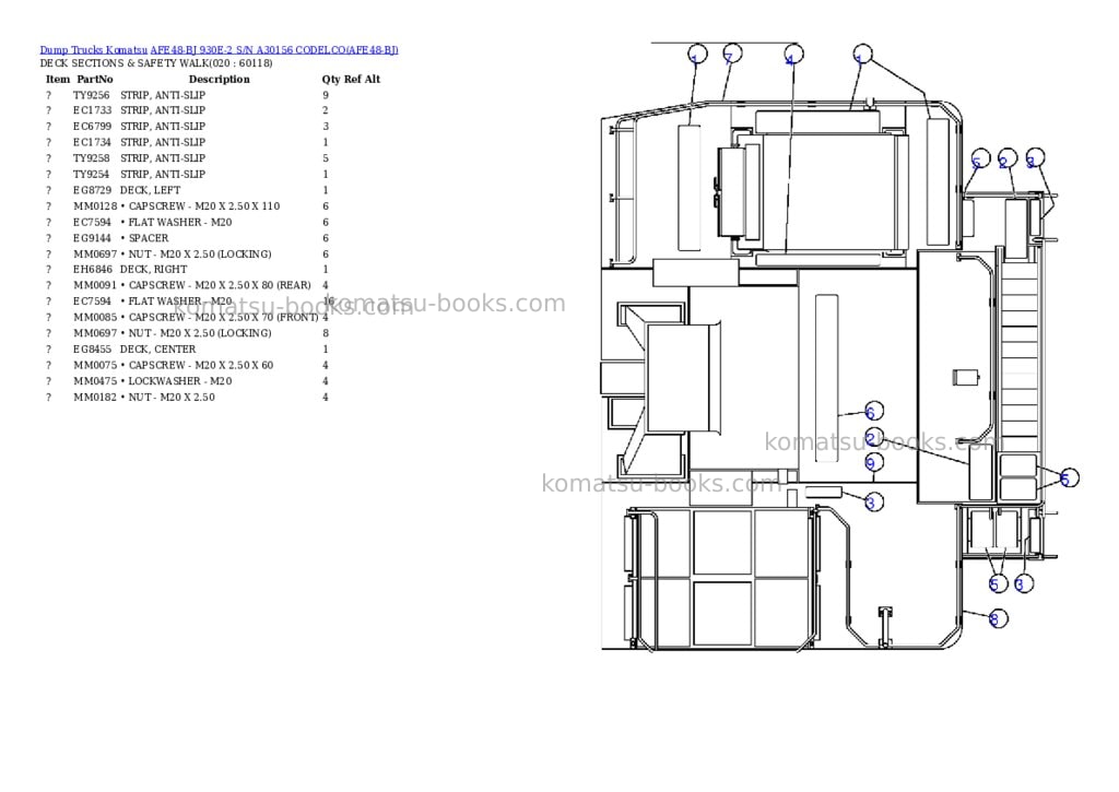 Komatsu afe48-bj 930e-2 s/n a30156 codelco Parts catalog cover Page 10