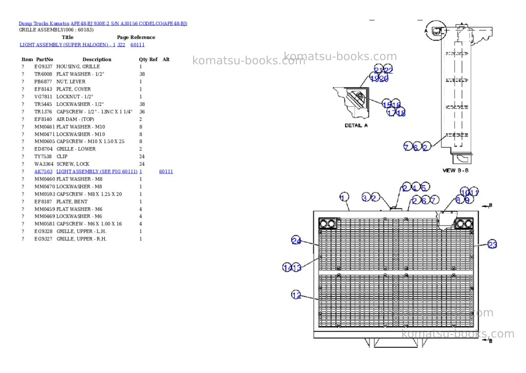 Komatsu afe48-bj 930e-2 s/n a30156 codelco Parts catalog cover Page 3