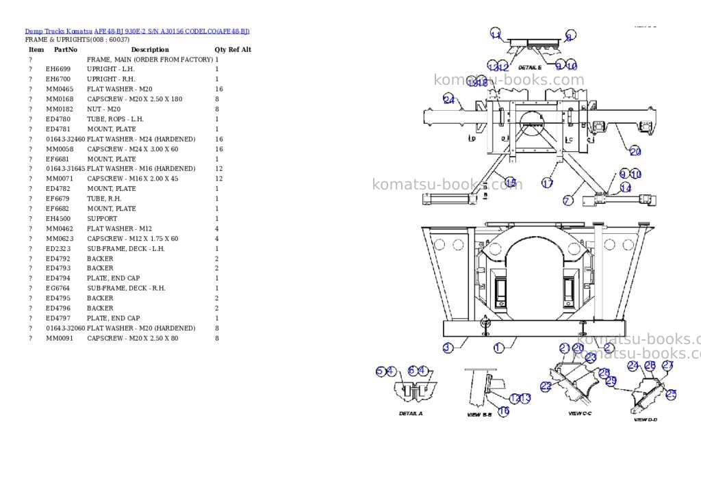 Komatsu afe48-bj 930e-2 s/n a30156 codelco Parts catalog cover Page 4