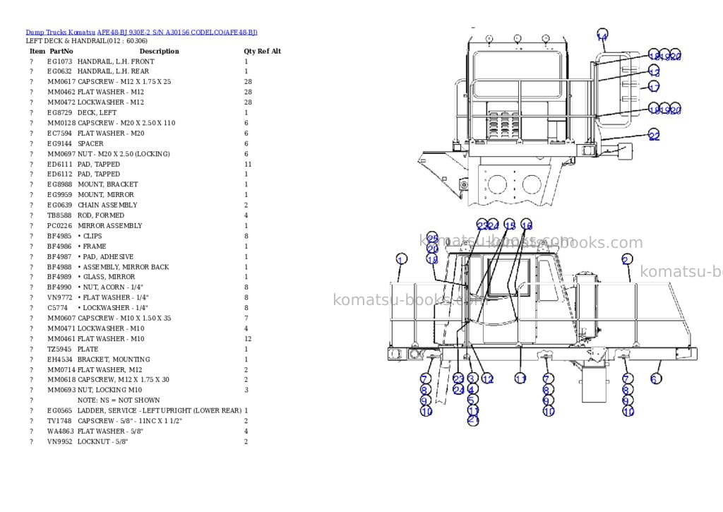 Komatsu afe48-bj 930e-2 s/n a30156 codelco Parts catalog cover Page 6