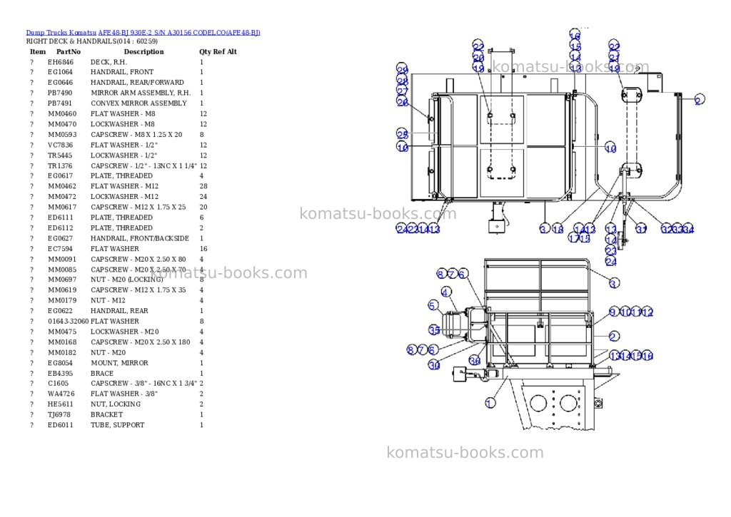 Komatsu afe48-bj 930e-2 s/n a30156 codelco Parts catalog cover Page 7