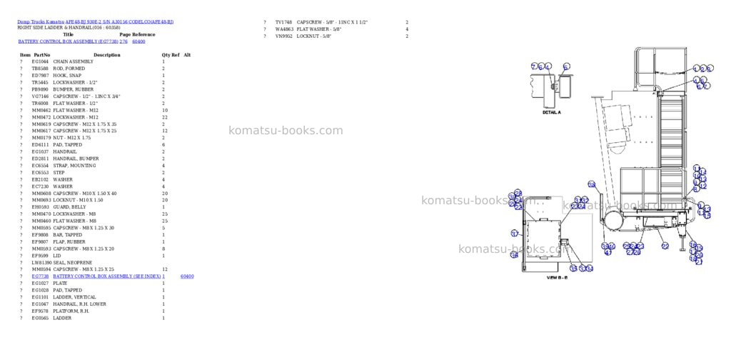 Komatsu afe48-bj 930e-2 s/n a30156 codelco Parts catalog cover Page 8