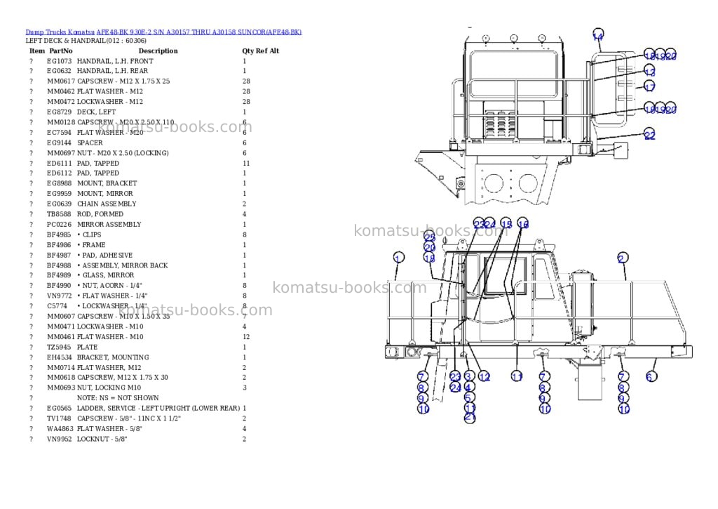 Komatsu afe48-bk 930e-2 s/n a30157 thru a30158 suncor Parts catalog cover Page 6 Komatsu afe48-bk 930e-2 s/n a30157 thru a30158 suncor Parts catalog cover Page 6
