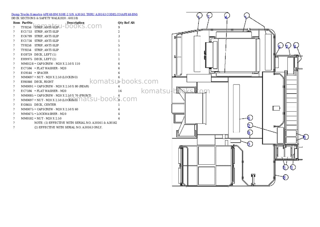 Komatsu afe48-bm 930e-2 s/n a30161 thru a30163 codelco Parts catalog cover Page 10