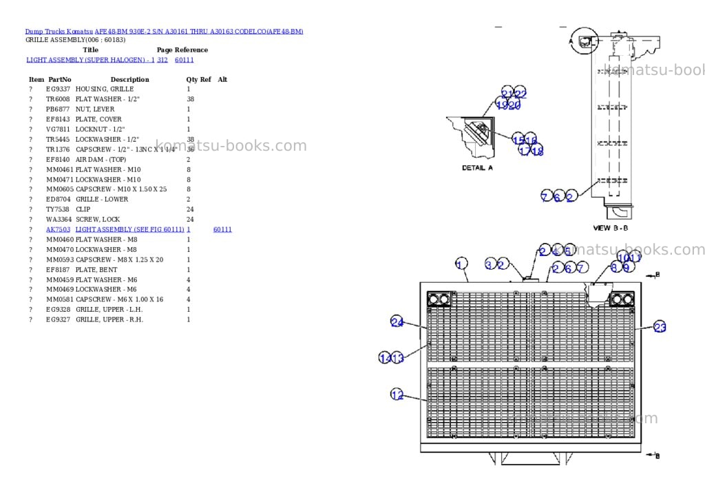 Komatsu afe48-bm 930e-2 s/n a30161 thru a30163 codelco Parts catalog cover Page 3