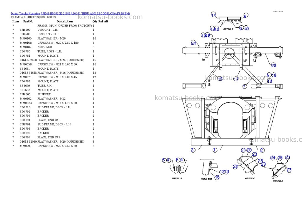 Komatsu afe48-bm 930e-2 s/n a30161 thru a30163 codelco Parts catalog cover Page 4