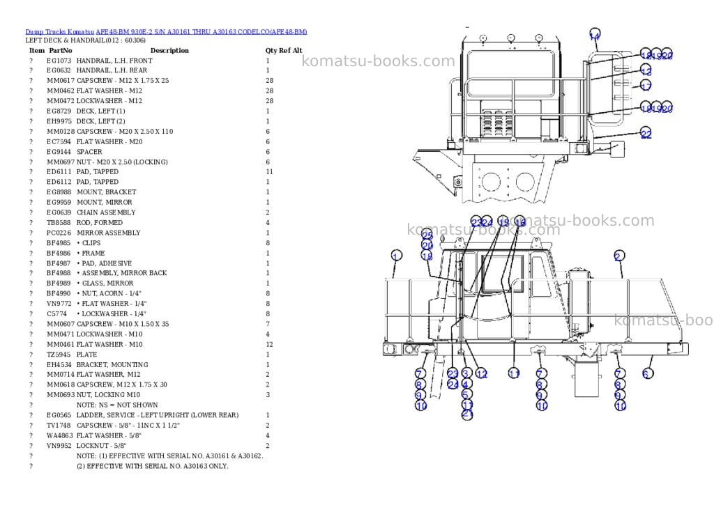 Komatsu afe48-bm 930e-2 s/n a30161 thru a30163 codelco Parts catalog cover Page 6
