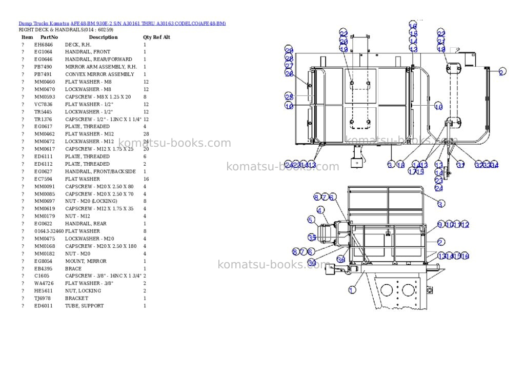 Komatsu afe48-bm 930e-2 s/n a30161 thru a30163 codelco Parts catalog cover Page 7