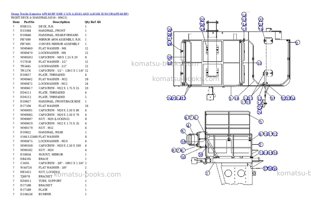 Komatsu afe48-bp 930e-2 s/n a30165 and a30168 suncor Parts catalog cover Page 7 Komatsu afe48-bp 930e-2 s/n a30165 and a30168 suncor Parts catalog cover Page 7