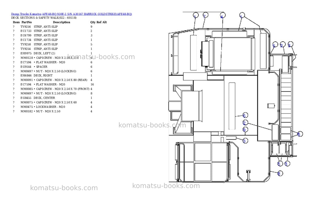 Komatsu afe48-bq 930e-2 s/n a30167 barrick goldstrike Parts catalog cover Page 10 Komatsu afe48-bq 930e-2 s/n a30167 barrick goldstrike Parts catalog cover Page 10