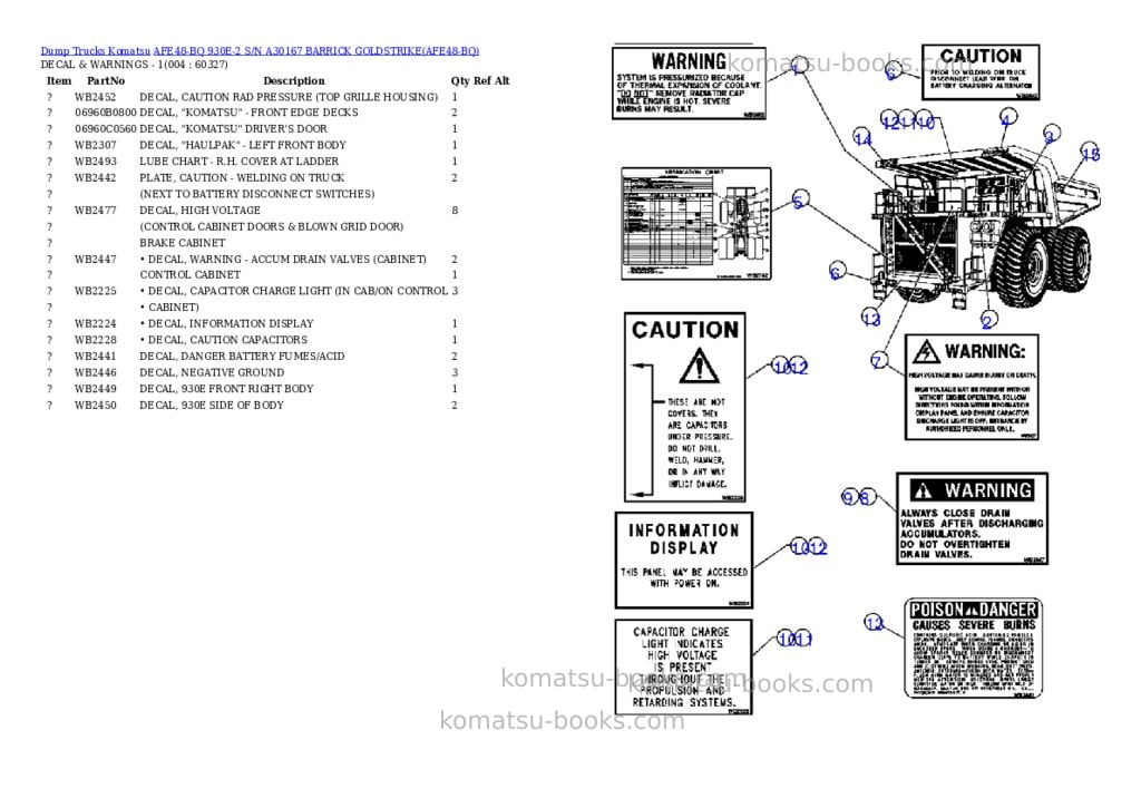Komatsu afe48-bq 930e-2 s/n a30167 barrick goldstrike Parts catalog cover Page 2 Komatsu afe48-bq 930e-2 s/n a30167 barrick goldstrike Parts catalog cover Page 2