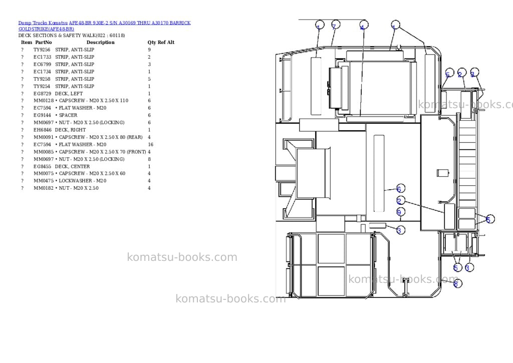 Komatsu afe48-br 930e-2 s/n a30169 thru a30170 barrick goldstrike Parts catalog cover Page 10