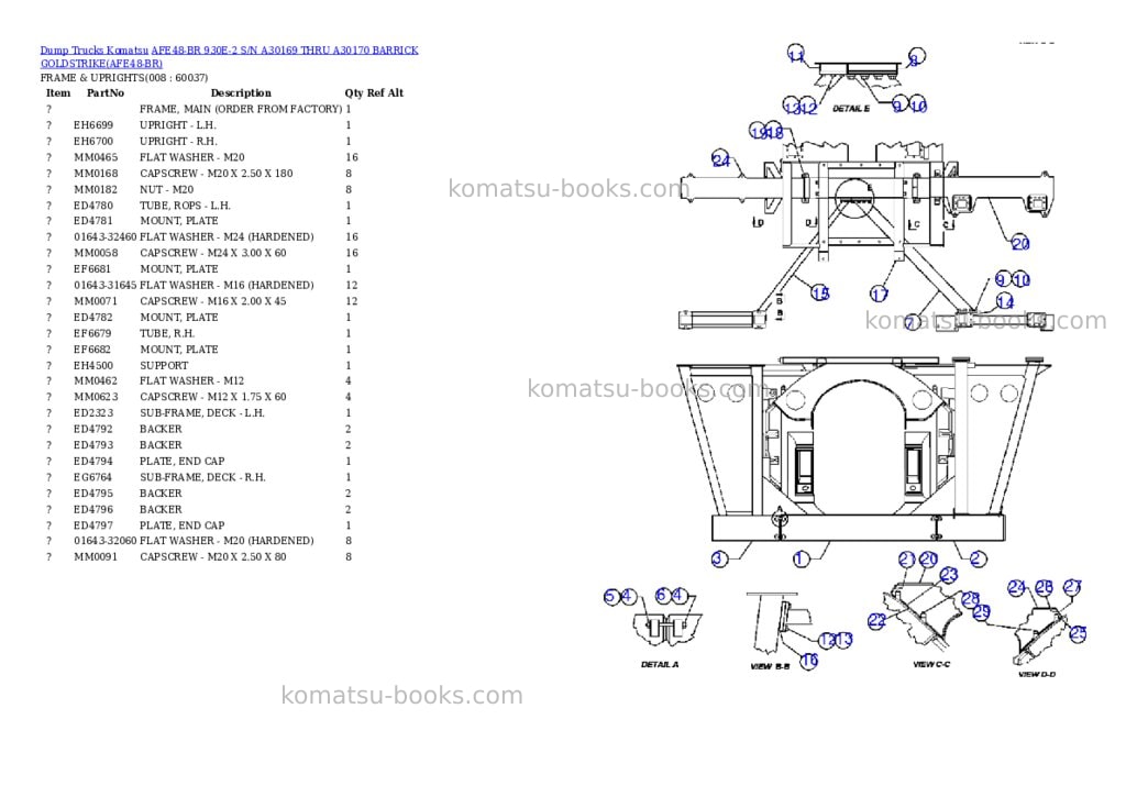 Komatsu afe48-br 930e-2 s/n a30169 thru a30170 barrick goldstrike Parts catalog cover Page 4