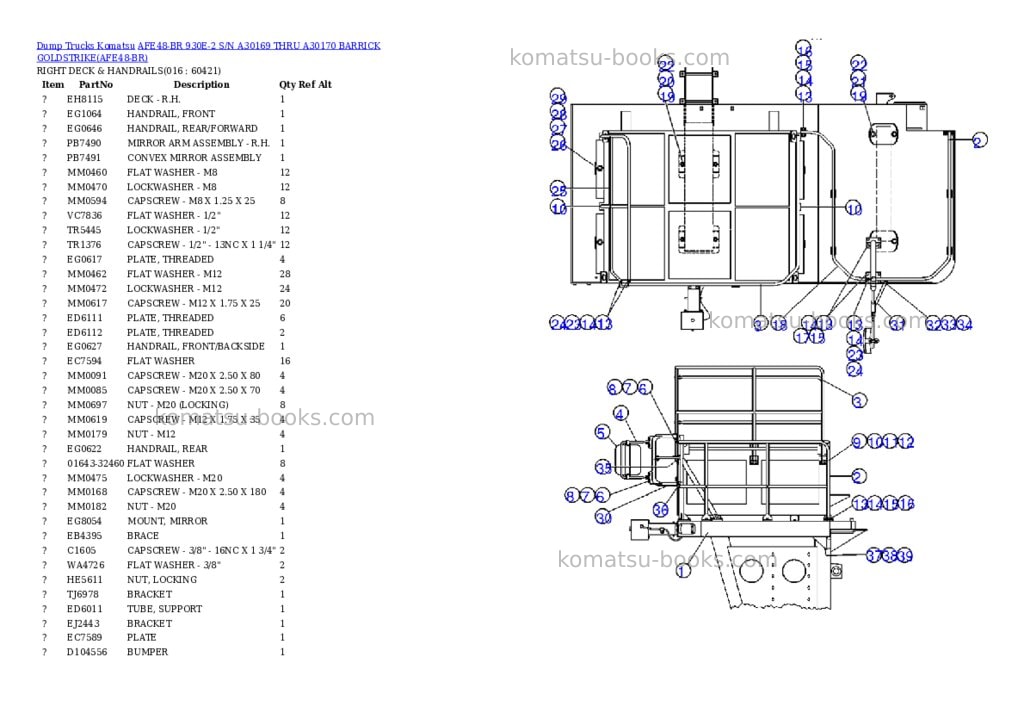 Komatsu afe48-br 930e-2 s/n a30169 thru a30170 barrick goldstrike Parts catalog cover Page 7