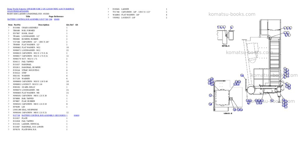 Komatsu afe48-br 930e-2 s/n a30169 thru a30170 barrick goldstrike Parts catalog cover Page 8