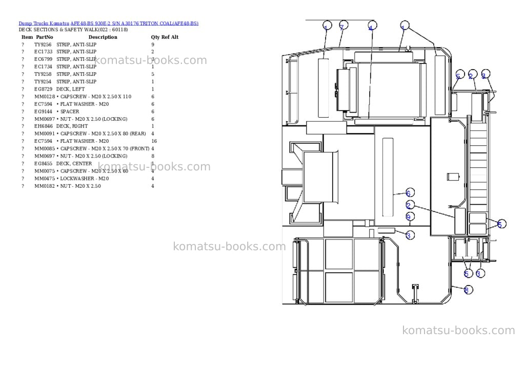 Komatsu afe48-bs 930e-2 s/n a30176 triton coal Parts catalog cover Page 10