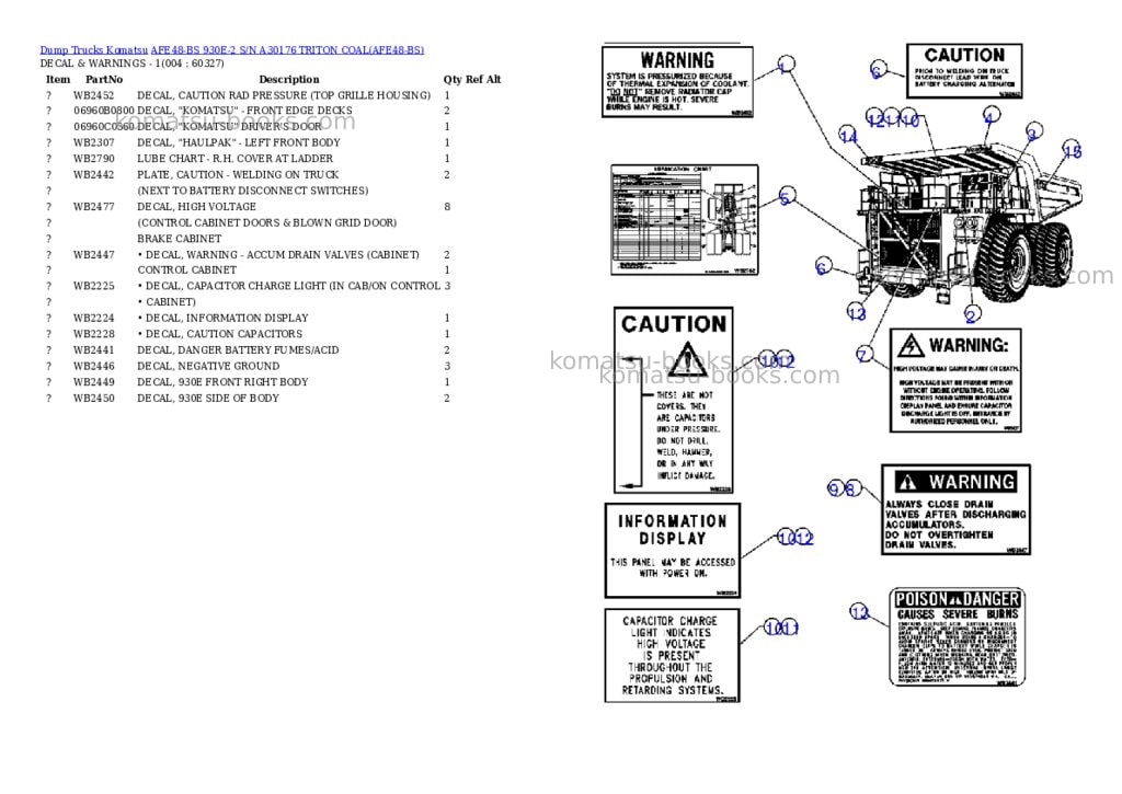 Komatsu afe48-bs 930e-2 s/n a30176 triton coal Parts catalog cover Page 2