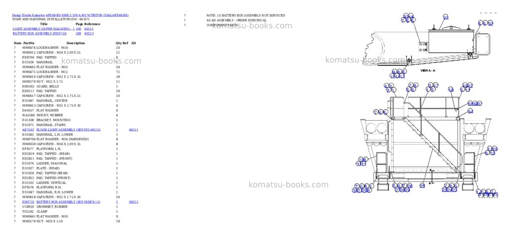 Komatsu afe48-bs 930e-2 s/n a30176 triton coal Parts catalog cover Page 5