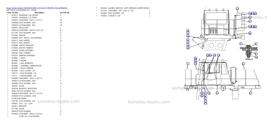 Komatsu afe48-bs 930e-2 s/n a30176 triton coal Parts catalog cover Page 6