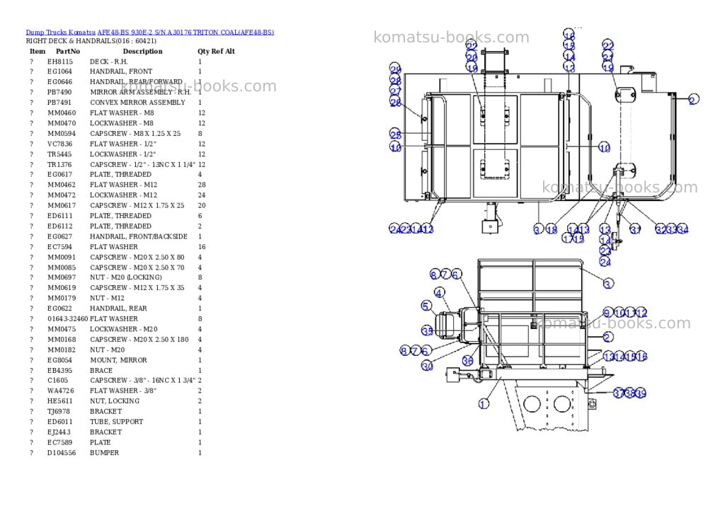 Komatsu afe48-bs 930e-2 s/n a30176 triton coal Parts catalog cover Page 7