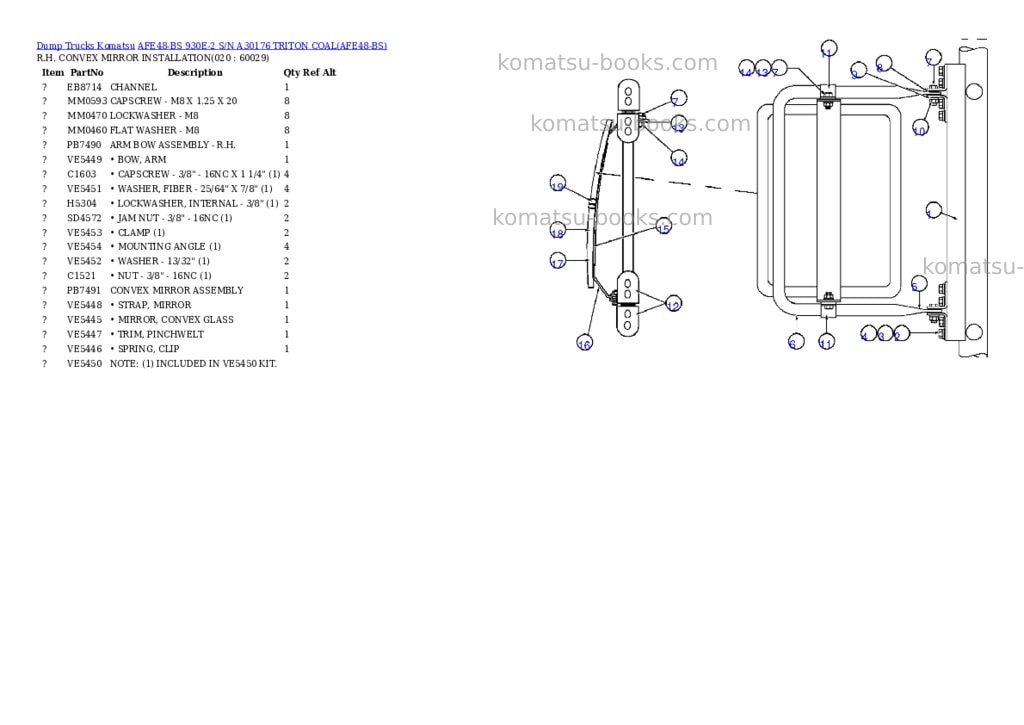 Komatsu afe48-bs 930e-2 s/n a30176 triton coal Parts catalog cover Page 9